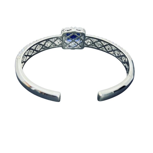 Smithsonian Bismarck Silver Tone, Sapphire And Clear Crystal Cuff Bracelet (5927 - Picture 3 of 8